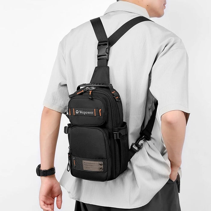 WEPOWER 8105 Men Chest Bag Multifunctional Convertible Nylon Backpack Crossbody Bag - Black - 2