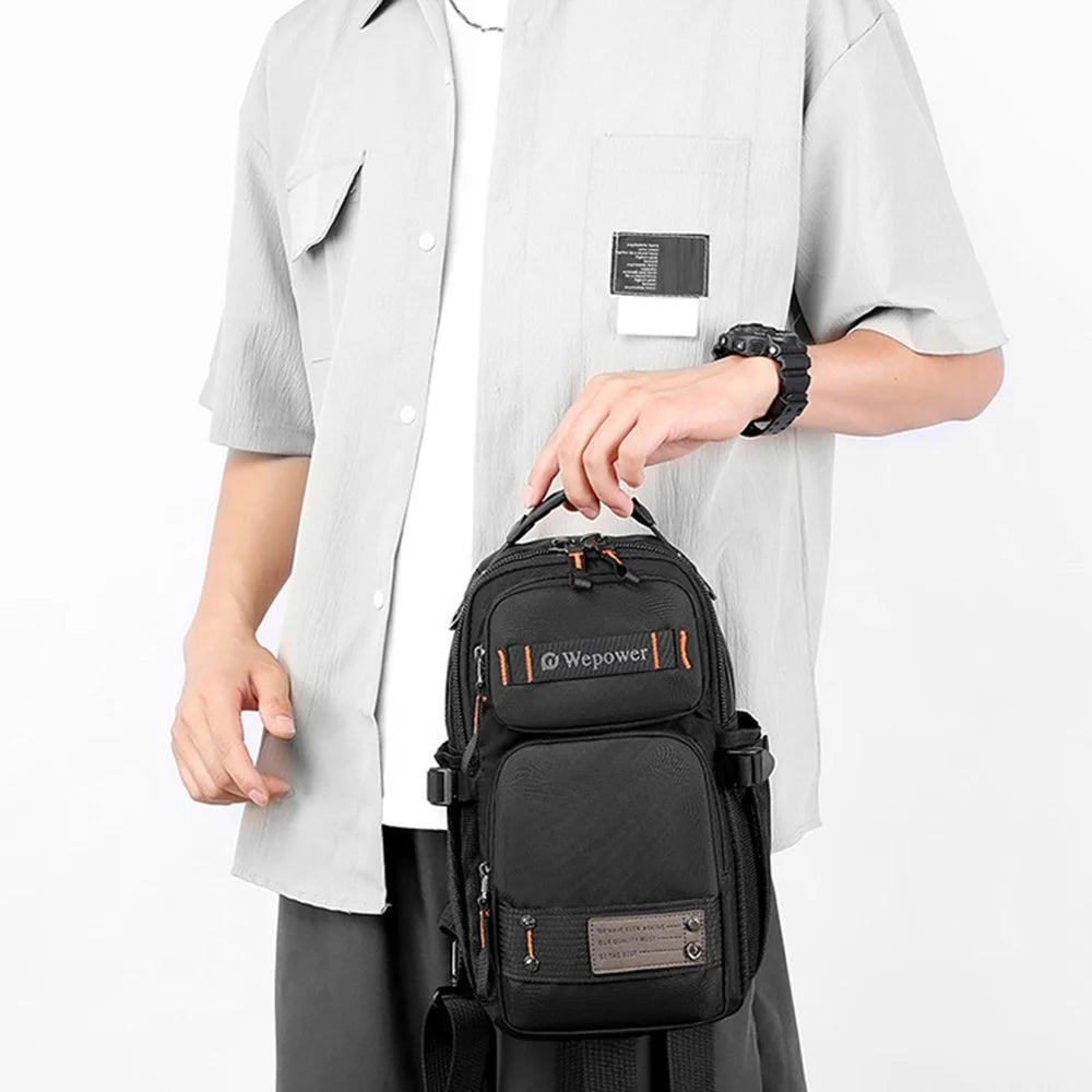 WEPOWER 8105 Men Chest Bag Multifunctional Convertible Nylon Backpack Crossbody Bag - Black - 3