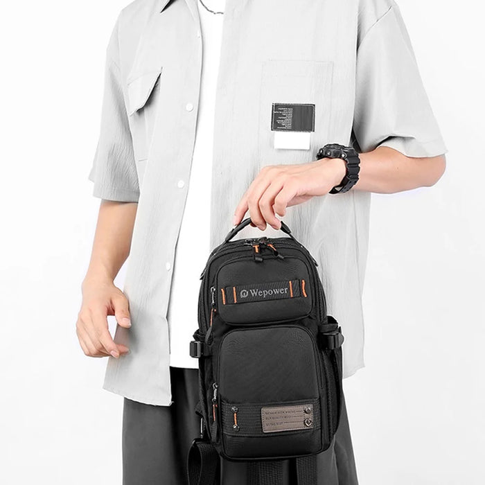 WEPOWER 8105 Men Chest Bag Multifunctional Convertible Nylon Backpack Crossbody Bag - Black - 3