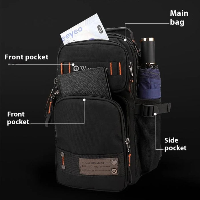 WEPOWER 8105 Men Chest Bag Multifunctional Convertible Nylon Backpack Crossbody Bag - Black - 5