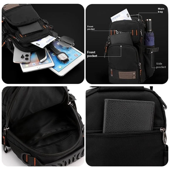 WEPOWER 8105 Men Chest Bag Multifunctional Convertible Nylon Backpack Crossbody Bag - Black - 7