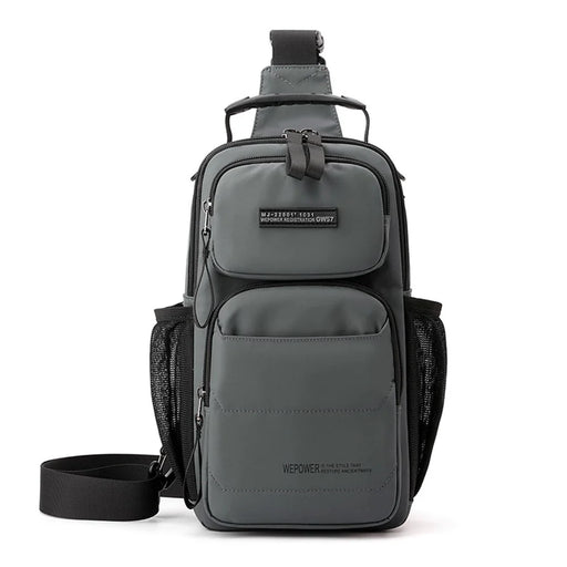 WEPOWER 999-15 Men Chest Bag Casual Commuting Nylon Crossbody Sling Pack Backpack - Grey - 1