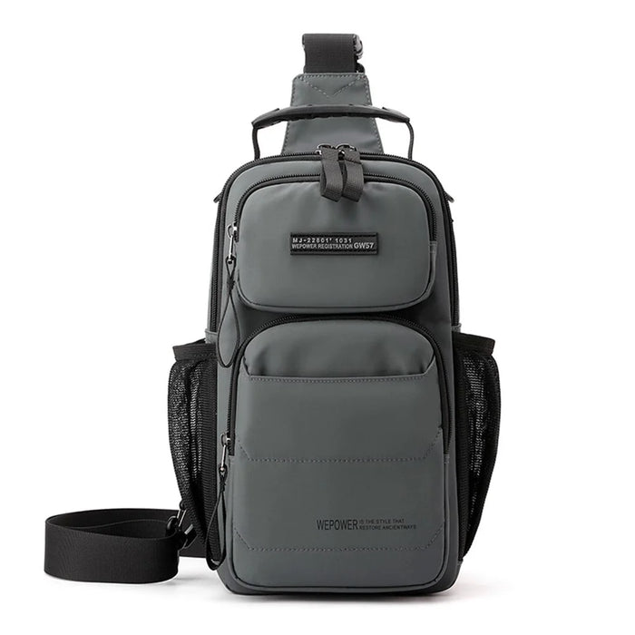 WEPOWER 999-15 Men Chest Bag Casual Commuting Nylon Crossbody Sling Pack Backpack - Grey - 1