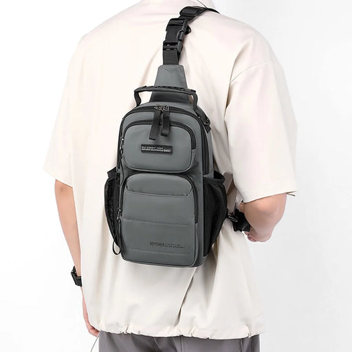 WEPOWER 999-15 Men Chest Bag Casual Commuting Nylon Crossbody Sling Pack Backpack - Grey - 2