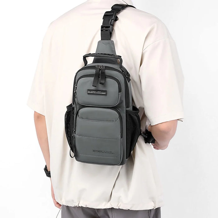 WEPOWER 999-15 Men Chest Bag Casual Commuting Nylon Crossbody Sling Pack Backpack - Grey - 2