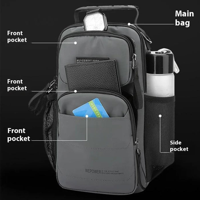 WEPOWER 999-15 Men Chest Bag Casual Commuting Nylon Crossbody Sling Pack Backpack - Grey - 5