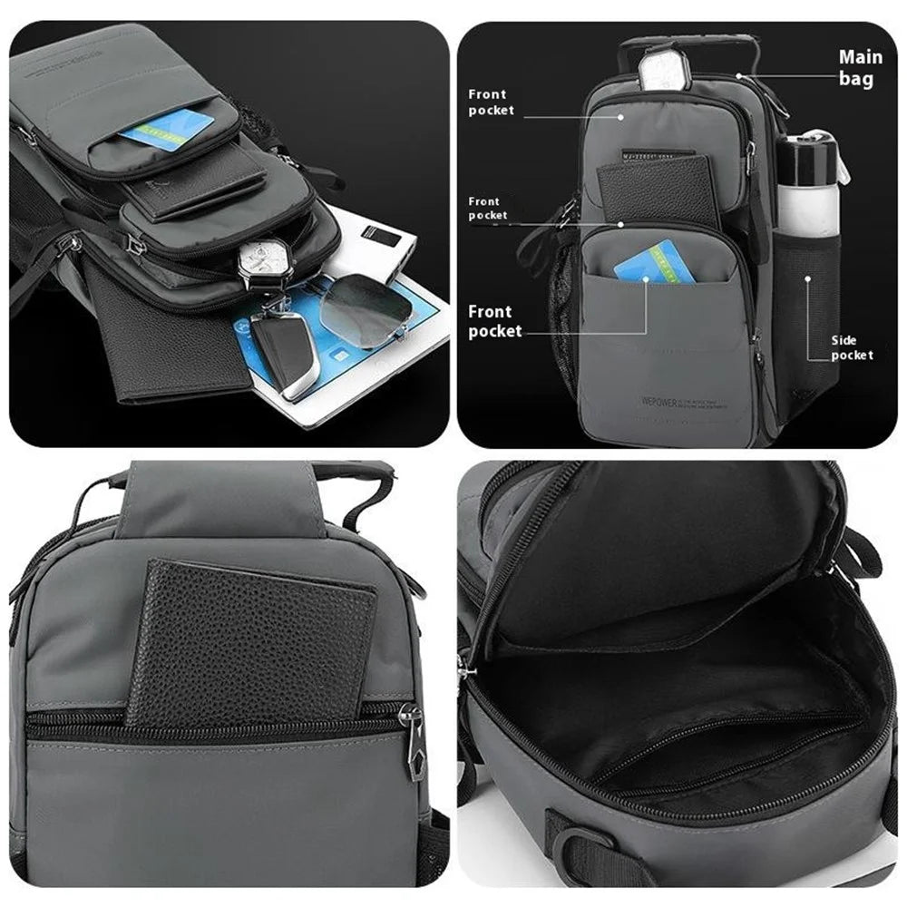 WEPOWER 999-15 Men Chest Bag Casual Commuting Nylon Crossbody Sling Pack Backpack - Grey - 7
