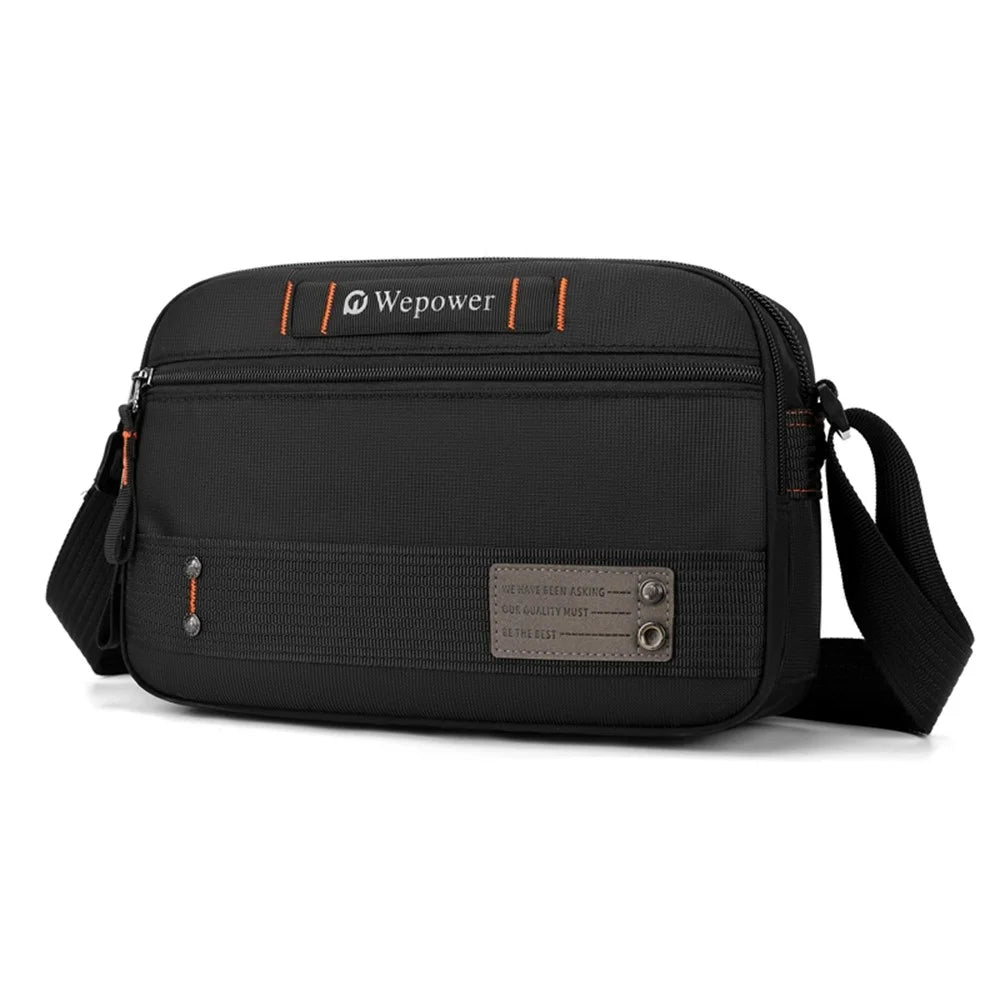 WEPOWER 8102 Men Crossbody Bag Multi Layer Waterproof Nylon Casual Travel Messenger Bag - Black - 1