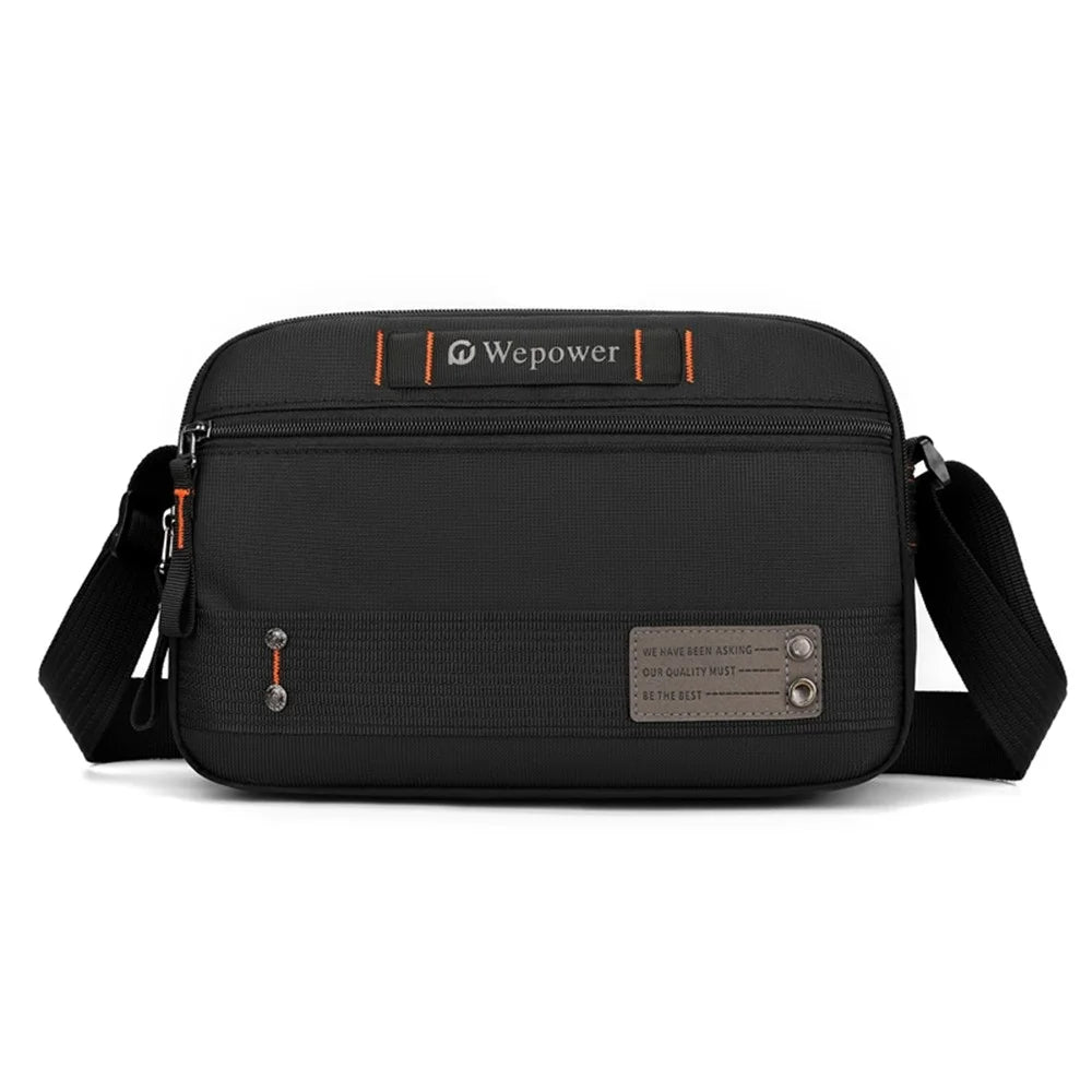 WEPOWER 8102 Men Crossbody Bag Multi Layer Waterproof Nylon Casual Travel Messenger Bag - Black - 2