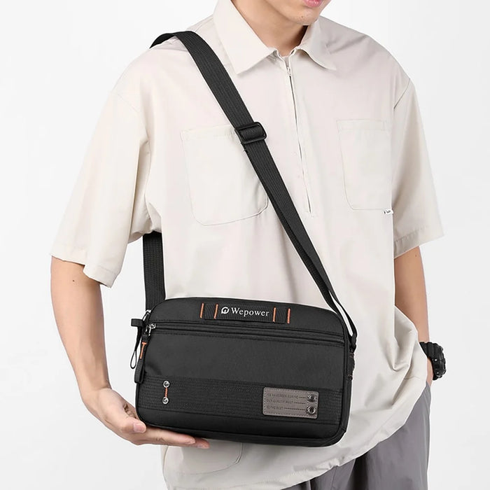 WEPOWER 8102 Men Crossbody Bag Multi Layer Waterproof Nylon Casual Travel Messenger Bag - Black - 4