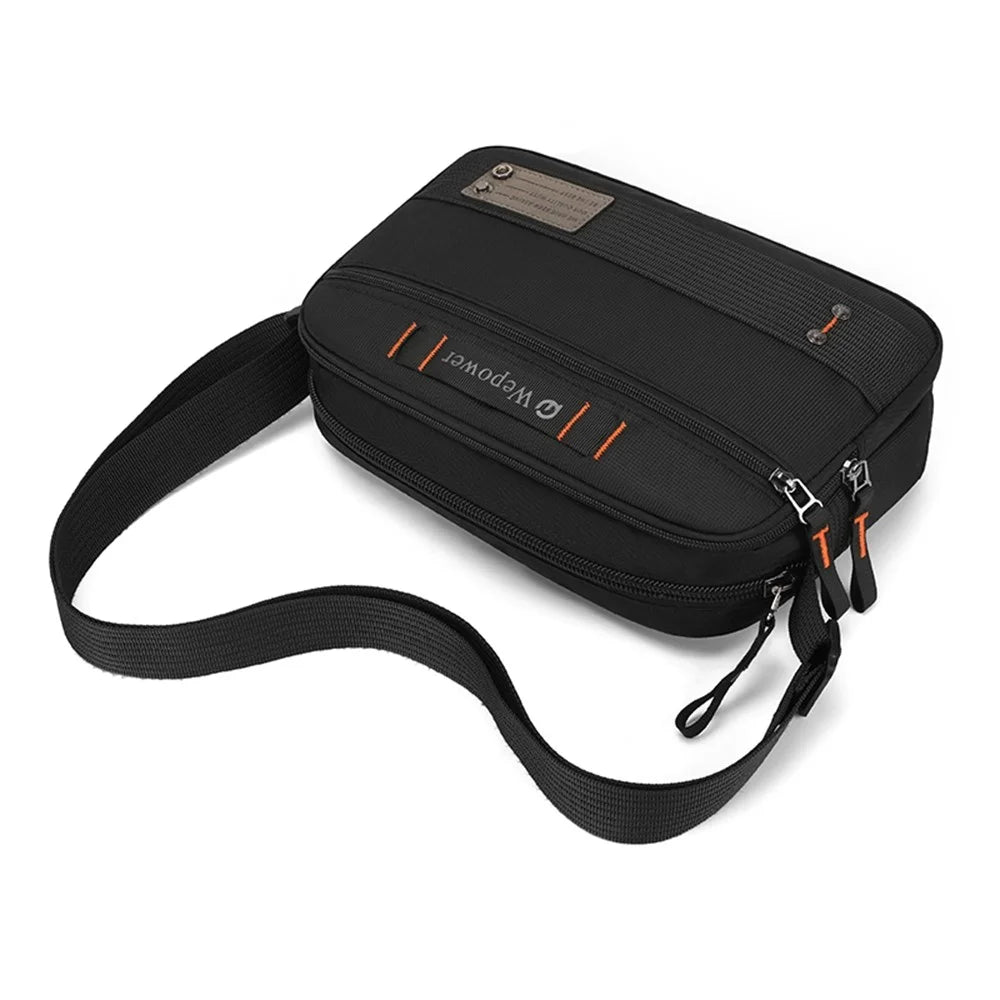 WEPOWER 8102 Men Crossbody Bag Multi Layer Waterproof Nylon Casual Travel Messenger Bag - Black - 6