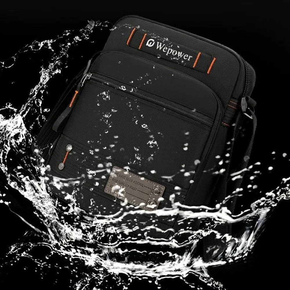 WEPOWER 8101 Men Single Shoulder Crossbody Bag Multi-Layer Waterproof Casual Travel Satchel - Black - 3