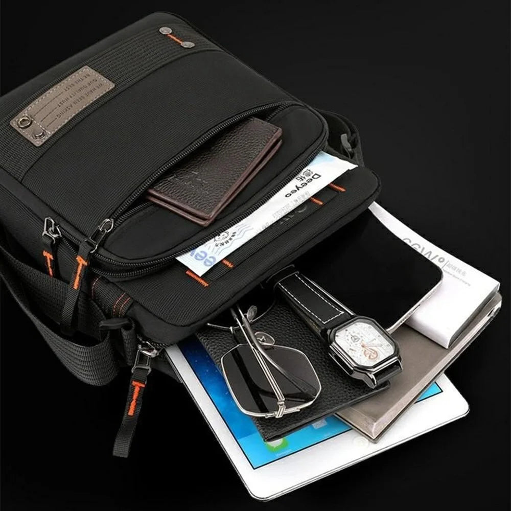 WEPOWER 8101 Men Single Shoulder Crossbody Bag Multi-Layer Waterproof Casual Travel Satchel - Black - 4