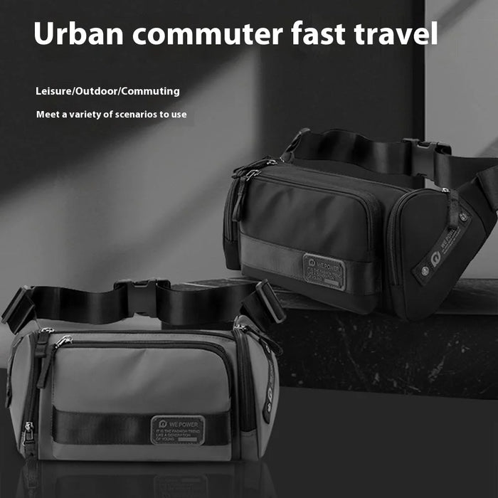 WEPOWER 1863 Outdoor Sports Waist Bag for Men Waterproof Multifunctional Crossbody Pack with Quick Release Buckle - Black - 3