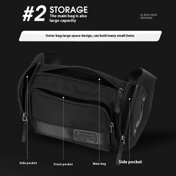 WEPOWER 1863 Outdoor Sports Waist Bag for Men Waterproof Multifunctional Crossbody Pack with Quick Release Buckle - Black - 5