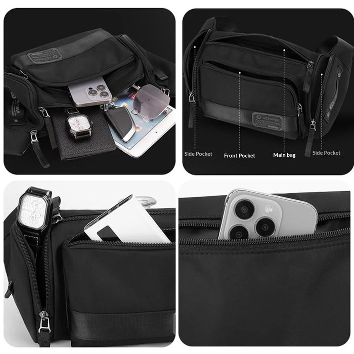 WEPOWER 1863 Outdoor Sports Waist Bag for Men Waterproof Multifunctional Crossbody Pack with Quick Release Buckle - Black - 6