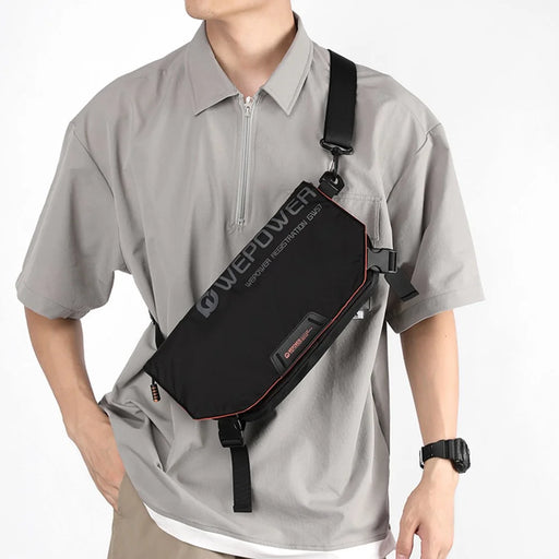WEPOWER 2308 Casual Flap Cover Crossbody Pack for Men Waterproof Nylon Large Capacity Messenger Bag - Black - 2