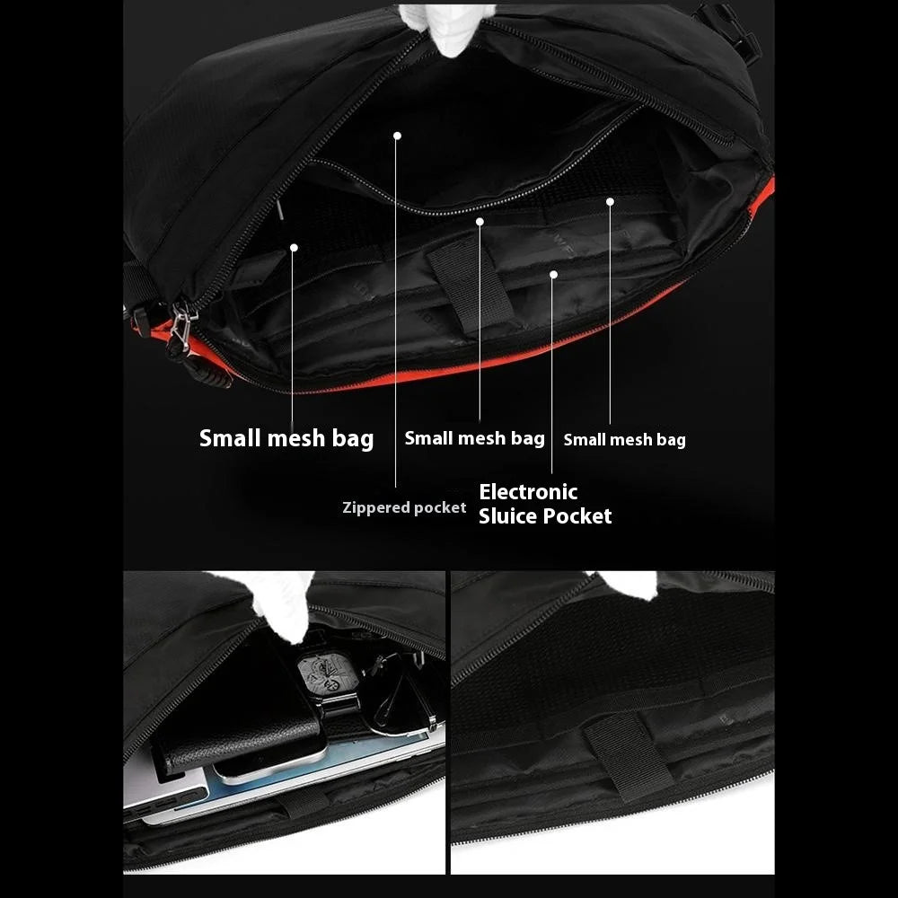 WEPOWER 2308 Casual Flap Cover Crossbody Pack for Men Waterproof Nylon Large Capacity Messenger Bag - Black - 4