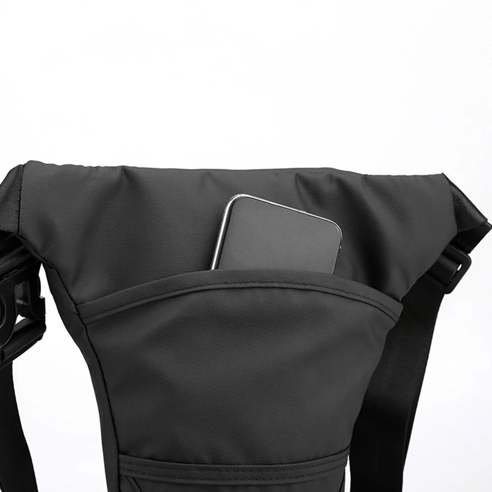 HAOSHUAI 391 Outdoor Cycling Drop Leg Bag Casual Crossbody Chest Bag Nylon Waist Pack - Black - 4
