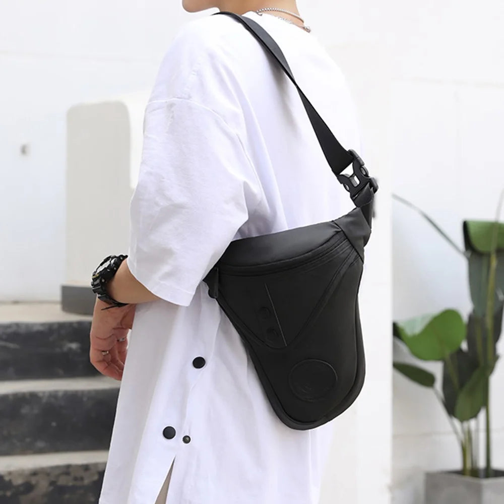 HAOSHUAI 391 Outdoor Cycling Drop Leg Bag Casual Crossbody Chest Bag Nylon Waist Pack - Black - 5