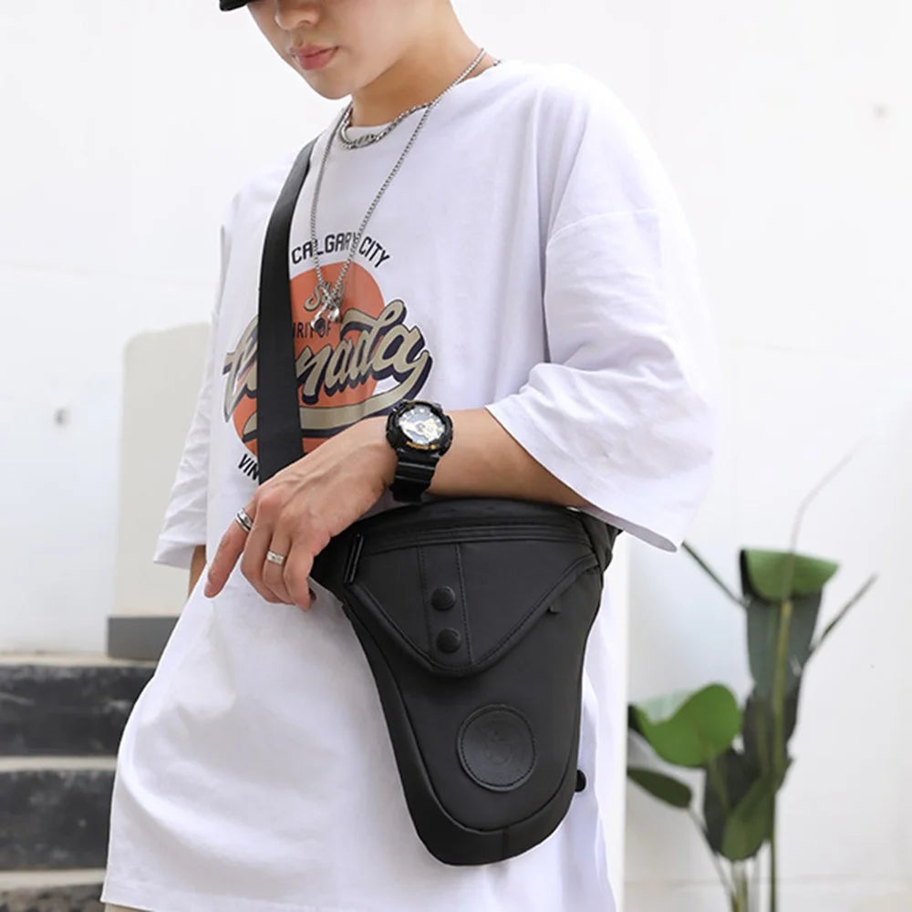 HAOSHUAI 391 Outdoor Cycling Drop Leg Bag Casual Crossbody Chest Bag Nylon Waist Pack - Black - 6