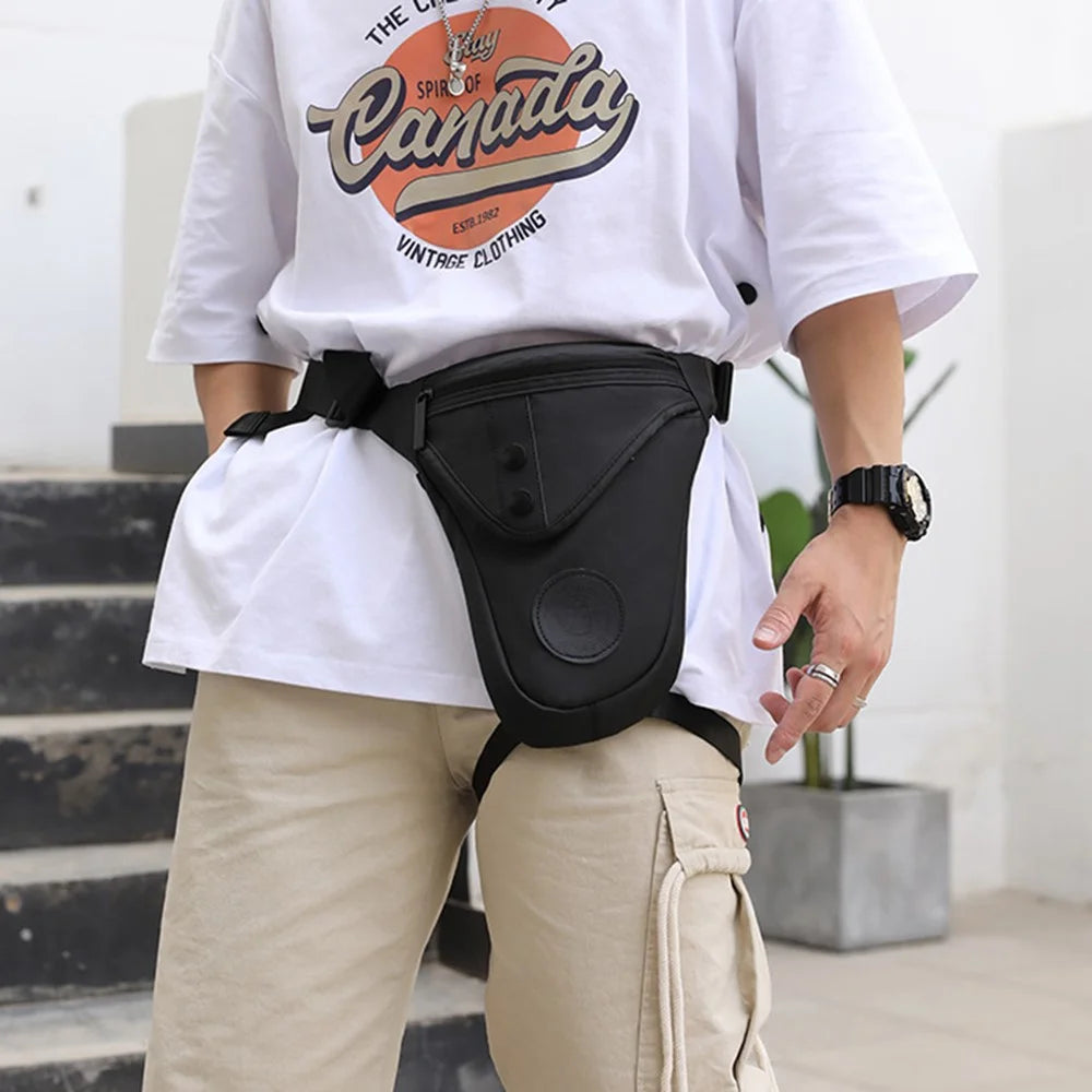 HAOSHUAI 391 Outdoor Cycling Drop Leg Bag Casual Crossbody Chest Bag Nylon Waist Pack - Black - 7