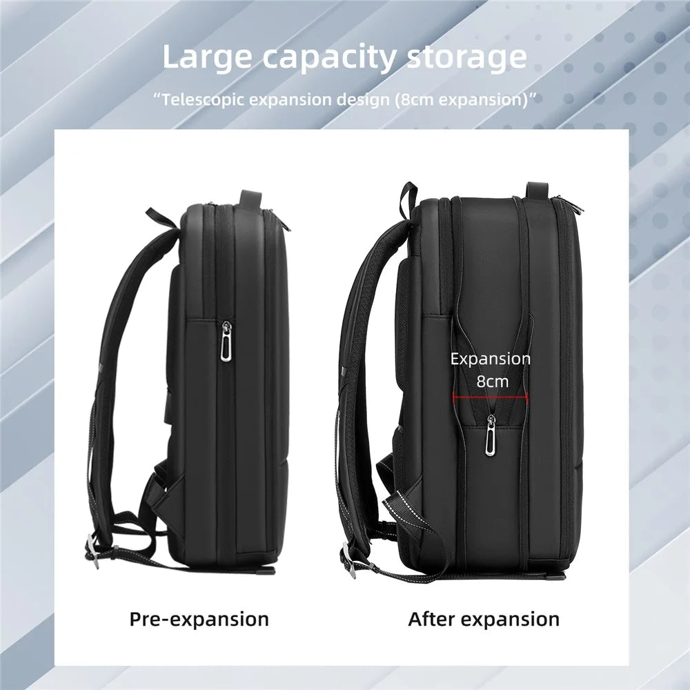 6643 16 Inch Laptop Backpack Expandable Travel Shoulder Bag with USB + Type C Charging Ports - Black - 5