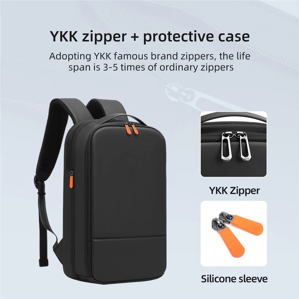 6643 16 Inch Laptop Backpack Expandable Travel Shoulder Bag with USB + Type C Charging Ports - Black - 7