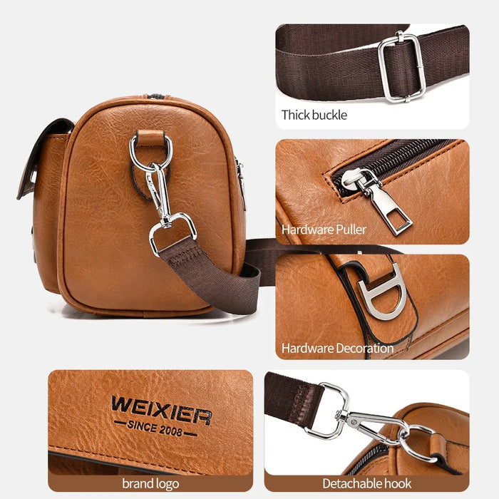 WEIXIER D895 Fashion Crossbody Bag for Men Shoulder Sling Pack Casual Daypack - Brown - 4