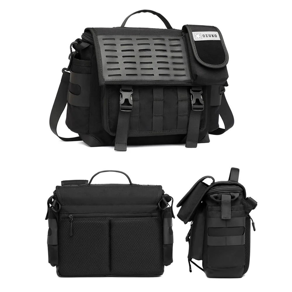 OZUKO Men's Messenger Bag Waterproof Briefcase Large Satchel Shoulder Bag Crossbody School Bag for Travel Work Office - Black - 2