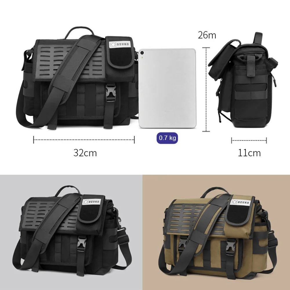 OZUKO Men's Messenger Bag Waterproof Briefcase Large Satchel Shoulder Bag Crossbody School Bag for Travel Work Office - Black - 5