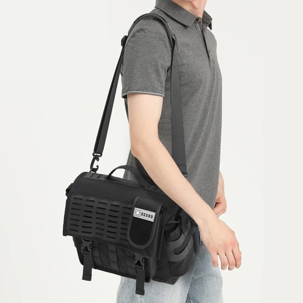 OZUKO Men's Messenger Bag Waterproof Briefcase Large Satchel Shoulder Bag Crossbody School Bag for Travel Work Office - Black - 7