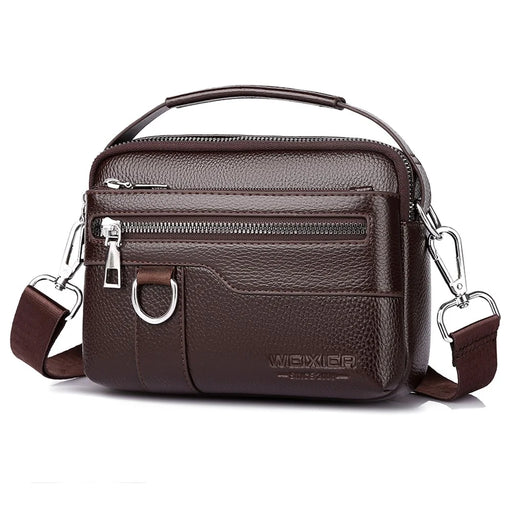 WEIXIER D894 Men Crossbody Bag Multifunctional PU Leather Single Shoulder Messenger Bag - Dark Brown - 1