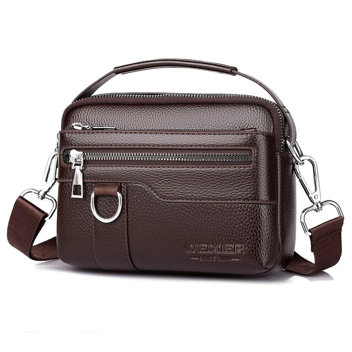 WEIXIER D894 Men Crossbody Bag Multifunctional PU Leather Single Shoulder Messenger Bag - Dark Brown - 1