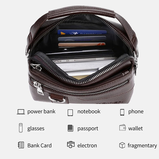 WEIXIER D894 Men Crossbody Bag Multifunctional PU Leather Single Shoulder Messenger Bag - Dark Brown - 2