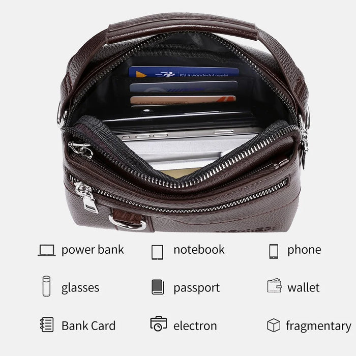 WEIXIER D894 Men Crossbody Bag Multifunctional PU Leather Single Shoulder Messenger Bag - Dark Brown - 2