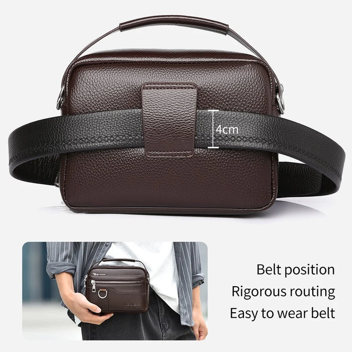 WEIXIER D894 Men Crossbody Bag Multifunctional PU Leather Single Shoulder Messenger Bag - Dark Brown - 3