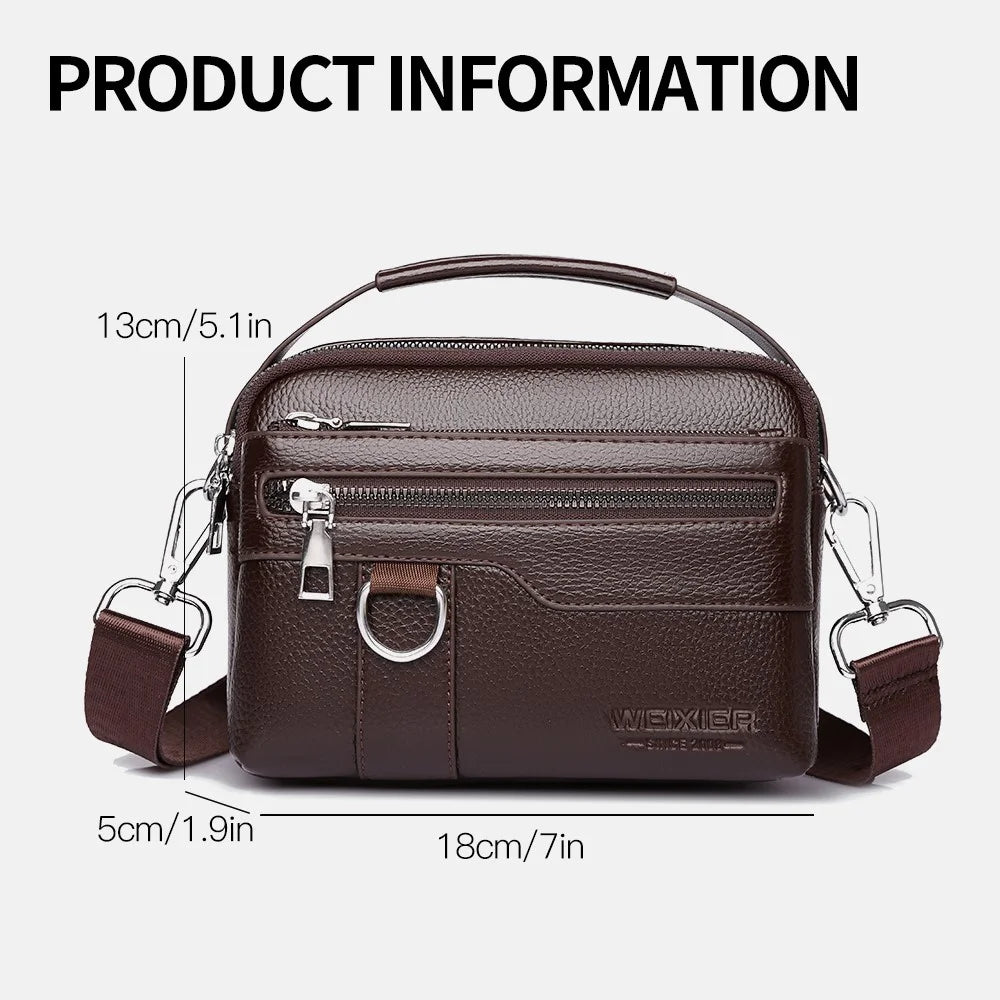 WEIXIER D894 Men Crossbody Bag Multifunctional PU Leather Single Shoulder Messenger Bag - Dark Brown - 6