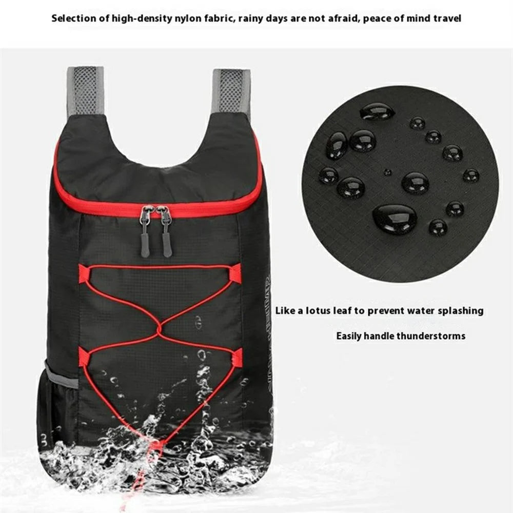 VANAHEIMR 608 Outdoor Foldable Backpack for Hiking Travel Waterproof Nylon Lightweight Daypack with Storage Bag - Black - 4