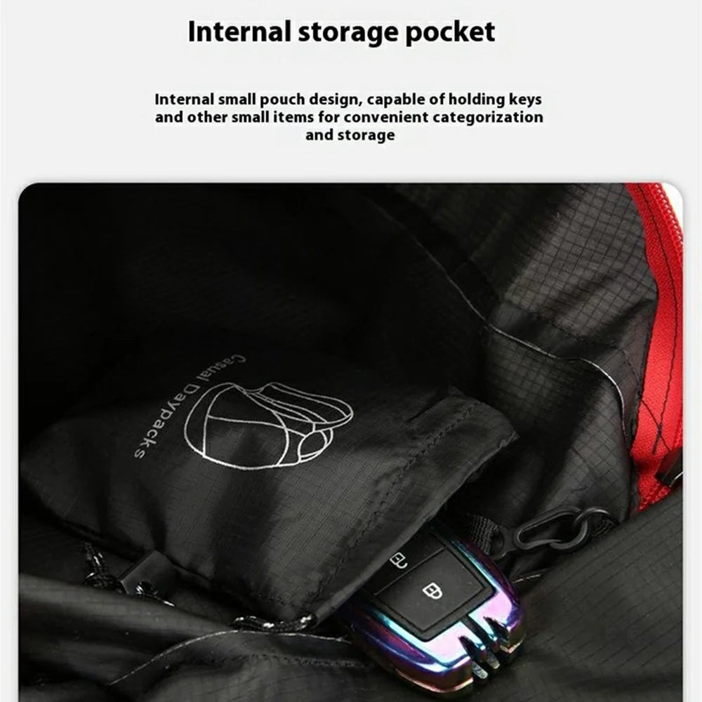 VANAHEIMR 608 Outdoor Foldable Backpack for Hiking Travel Waterproof Nylon Lightweight Daypack with Storage Bag - Black - 5