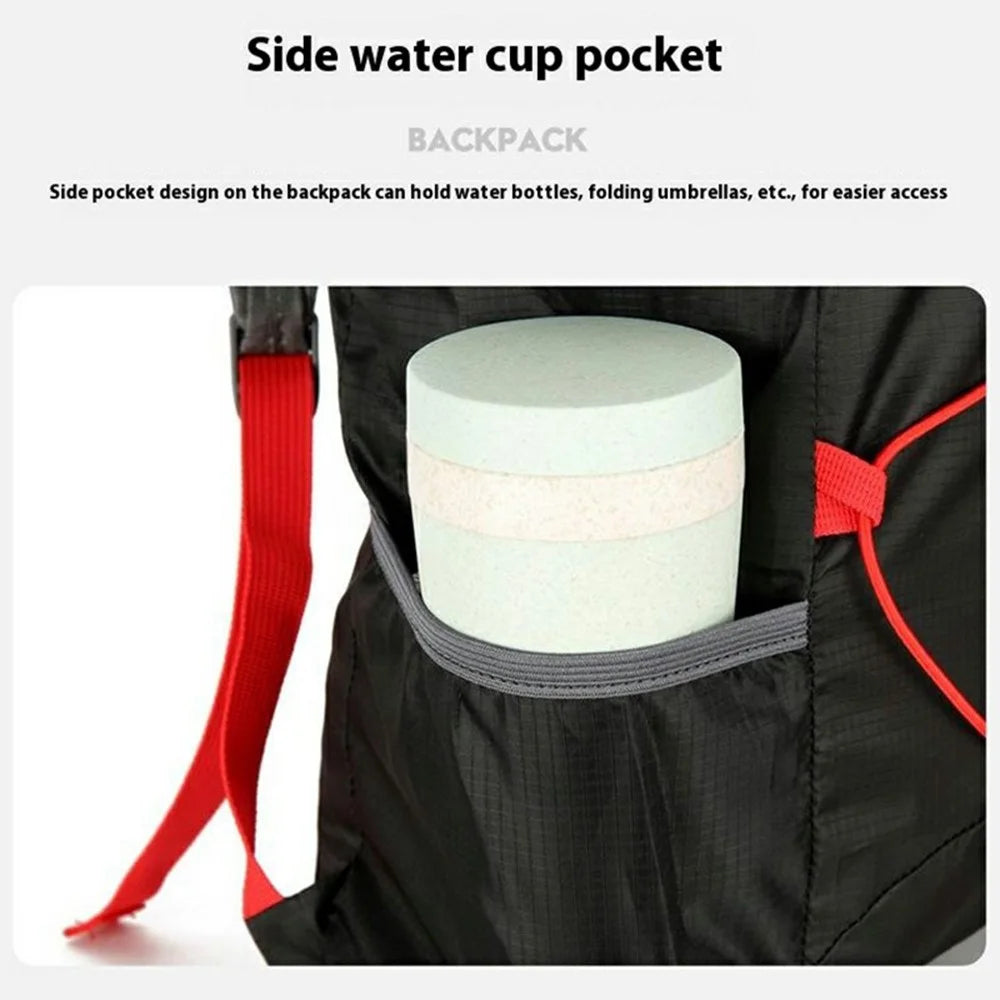 VANAHEIMR 608 Outdoor Foldable Backpack for Hiking Travel Waterproof Nylon Lightweight Daypack with Storage Bag - Black - 6