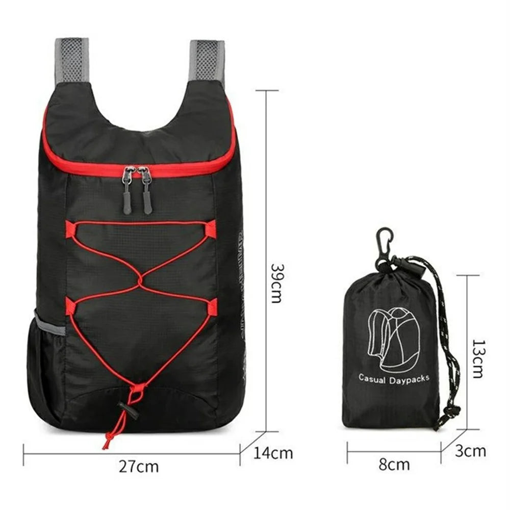 VANAHEIMR 608 Outdoor Foldable Backpack for Hiking Travel Waterproof Nylon Lightweight Daypack with Storage Bag - Black - 7