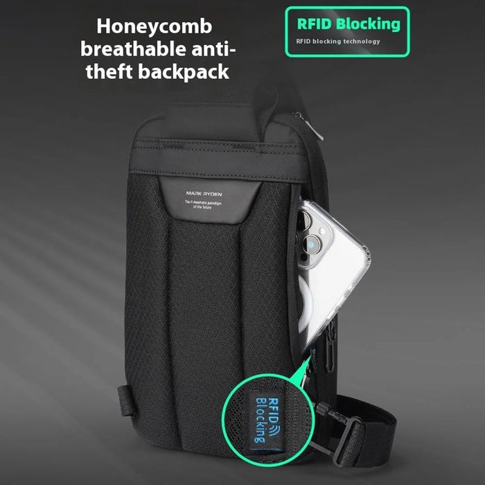 MARK RYDEN MR707 Men Chest Bag Waterproof Oxford Fabric RFID Blocking Anti Theft Crossbody Bag - Black - 6