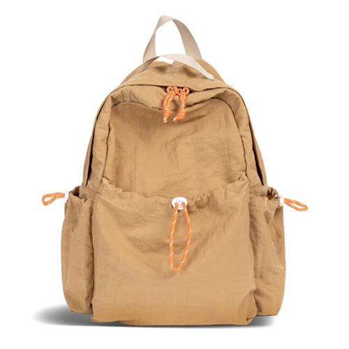 NL1116 Lightweight Nylon Backpack for Students Solid Color Outdoor Sports Waterproof Rucksack - Light Khaki - 1