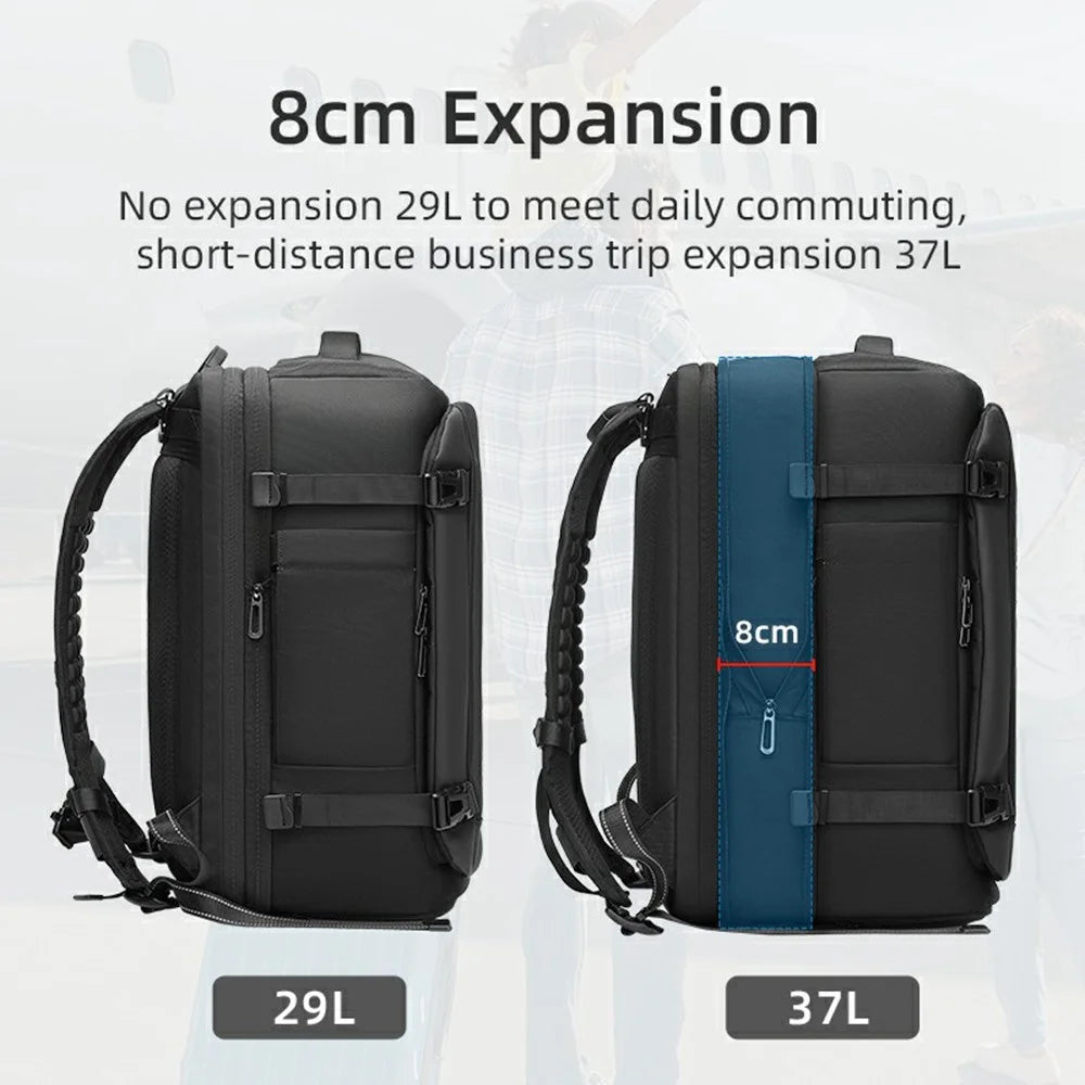 EURCOOL 693CC Expandable Business Travel Backpack Waterproof Nylon Large Capacity 17 Inch Laptop Bag - 4