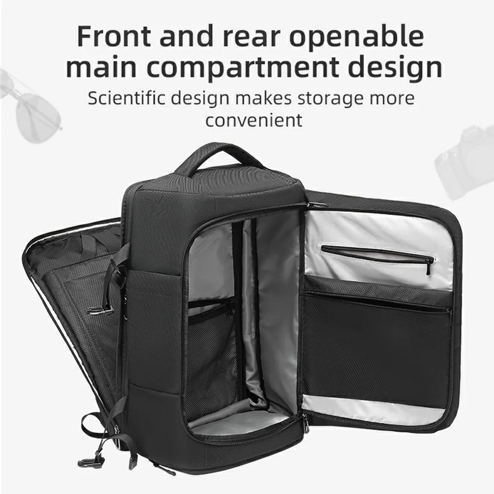 EURCOOL 693CC Expandable Business Travel Backpack Waterproof Nylon Large Capacity 17 Inch Laptop Bag - 7