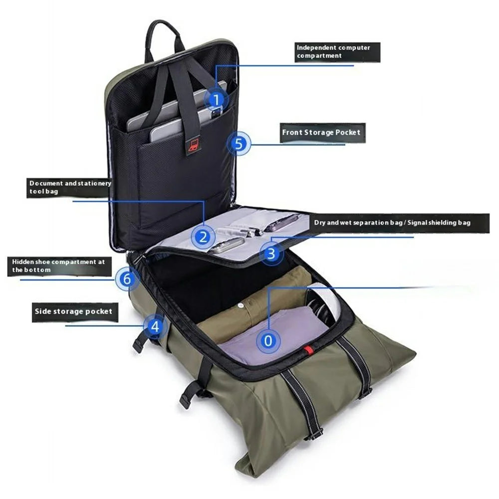 EURCOOL 639 Oxford Cloth Travel Backpack Men Large Capacity Business Casual 17 Inch Laptop Bag - 5