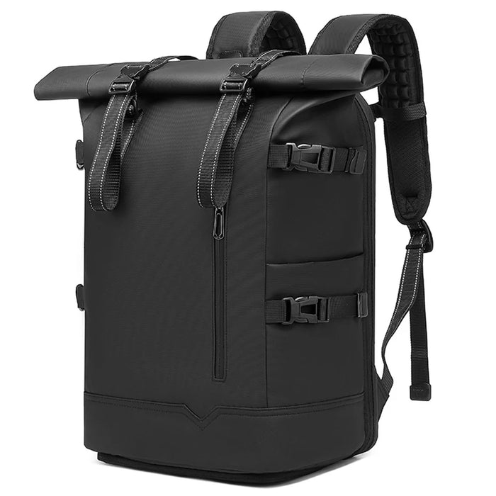 EURCOOL 6660 Men Business Travel Laptop Backpack Large Capacity Roll Top PVC Dual Shoulder Bag - 1
