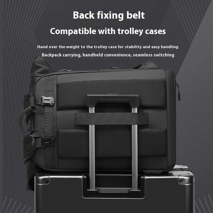 EURCOOL 6660 Men Business Travel Laptop Backpack Large Capacity Roll Top PVC Dual Shoulder Bag - 4