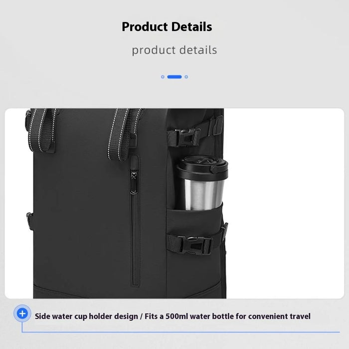 EURCOOL 6660 Men Business Travel Laptop Backpack Large Capacity Roll Top PVC Dual Shoulder Bag - 7
